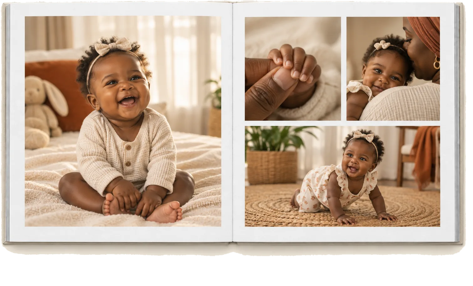 A baby photobook spread
